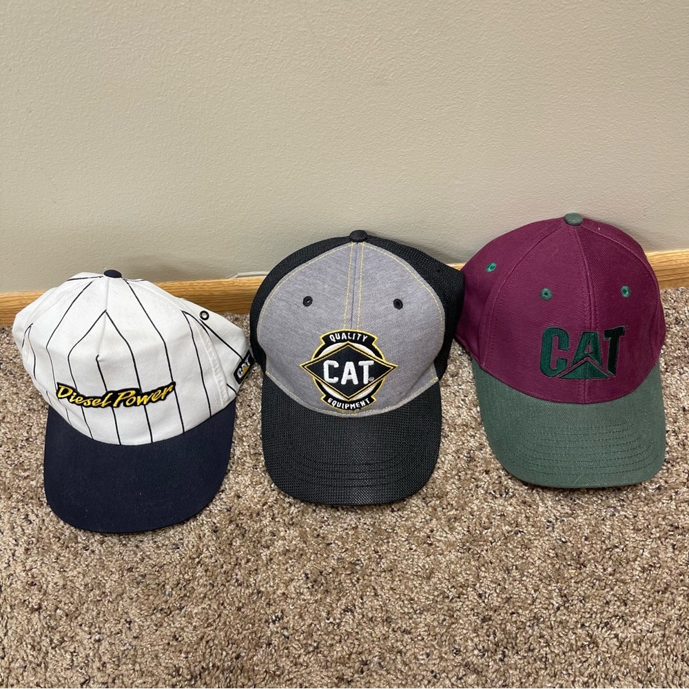 Caterpillar Cat Men's Fashion Snapback Hats Lot of 3 Black Gray